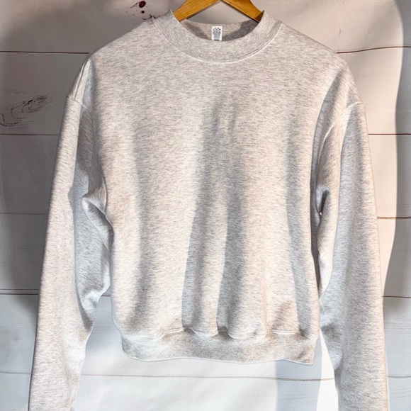 SKIMS Tops - Skims crew neck pullover cotton fleece Sweatshirt light gray M